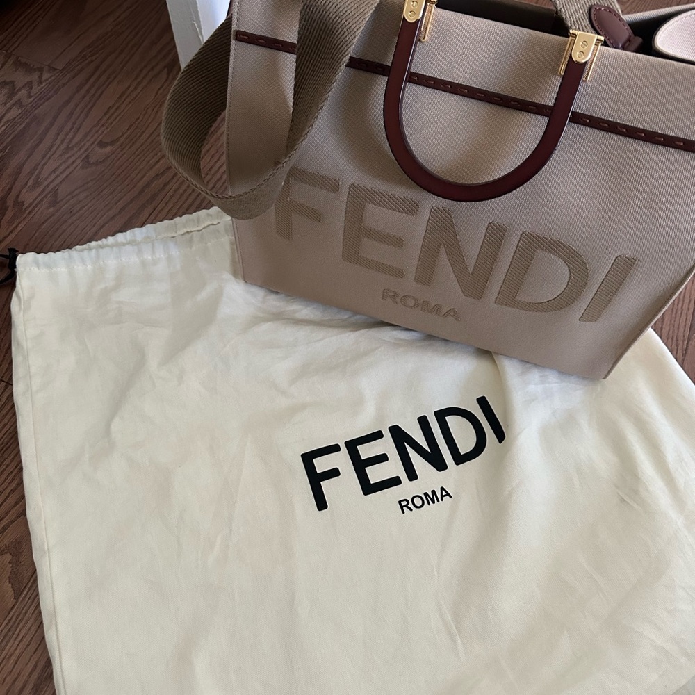 Fendi Beige Canvas Tote Bag